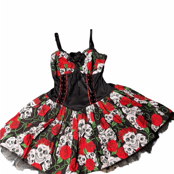 RARE Lip Service  Skull and Rose Dress - Picture 2 of 9